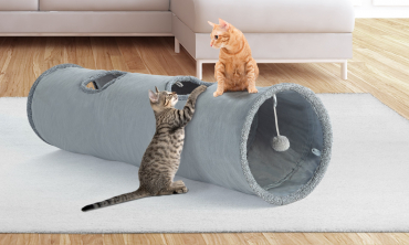 Tunnel pour chat 130 x 30 cm gris