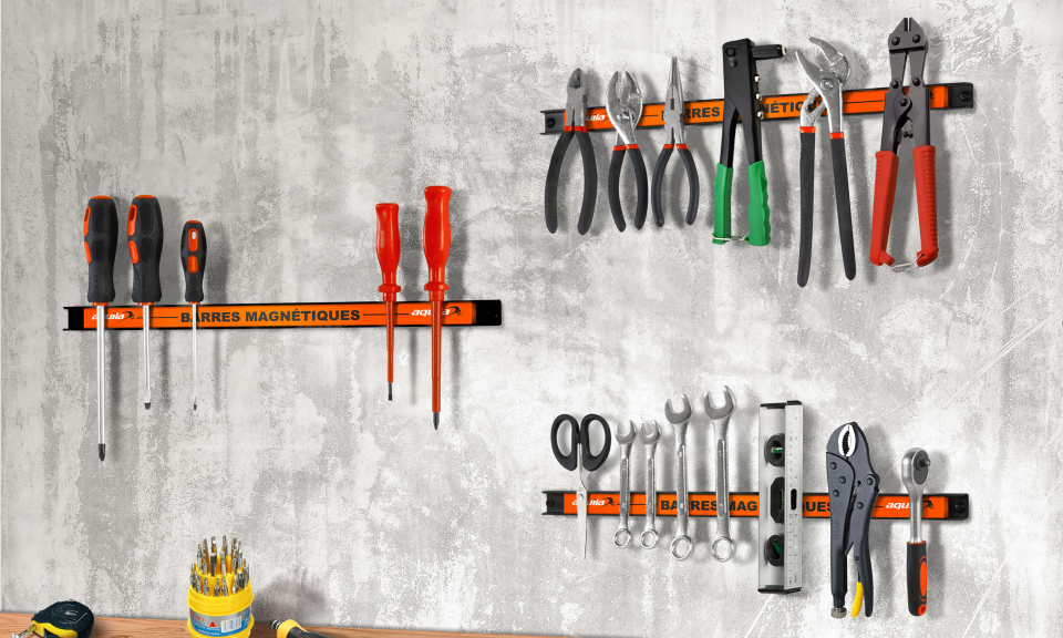 Alaskaprint 3x Barre Magnétique Porte-Outils barre d'outils bande magnétique pour Garage et outils 37CM Capacité de charge 16 kg 