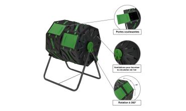 Bac de compostage rotatif double compartiments 140L