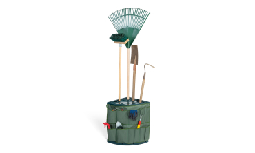 Rack d'angle pour outils de jardin