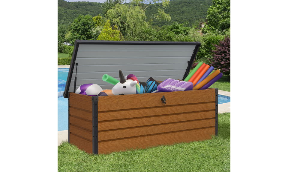 Coffre de jardin métal effet bois 600L