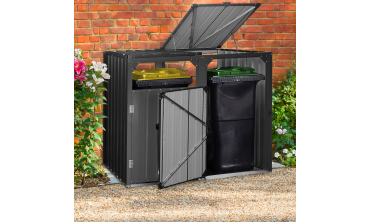 Cache poubelles double en métal gris anthracite