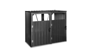 Cache poubelles double en métal gris anthracite