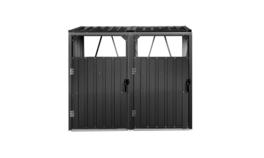 Cache poubelles double en métal gris anthracite