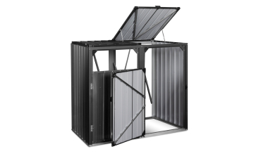 Cache poubelles double en métal gris anthracite