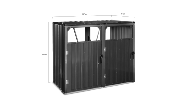 Cache poubelles double en métal gris anthracite