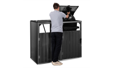 Cache poubelles double en métal gris anthracite