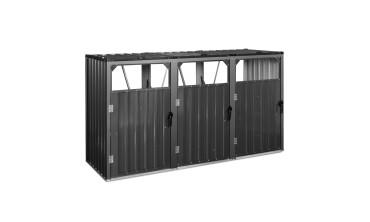 Cache poubelles triple en métal gris anthracite