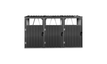 Cache poubelles triple en métal gris anthracite