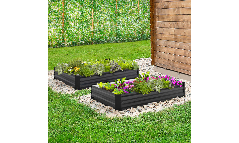 Carrés de potager en métal 115x80x20cm - lot de 2