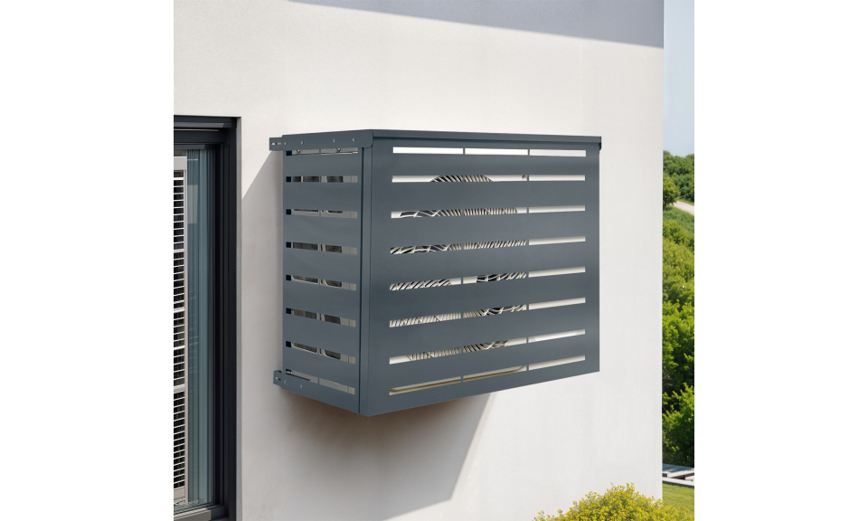 Cache clim extérieur en métal gris
