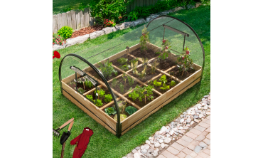 Serre de potager 12 compartiments Aroma en bois avec bâche amovible