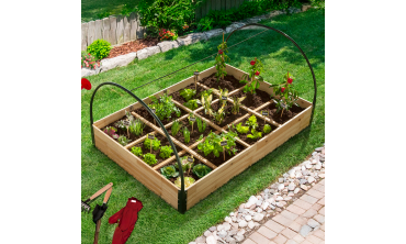 Serre de potager 12 compartiments Aroma en bois avec bâche amovible