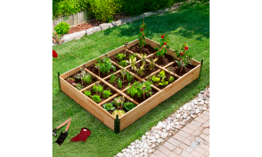 Serre de potager 12 compartiments Aroma en bois avec bâche amovible