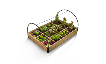 Serre de potager 12 compartiments Aroma en bois avec bâche amovible