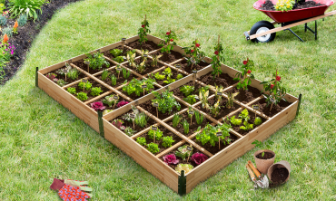 Serres de potager 12 compartiments Aroma en bois avec bâche - Lot de 2