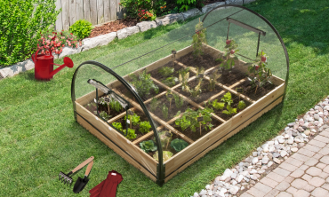 Serres de potager 12 compartiments Aroma en bois avec bâche - Lot de 2