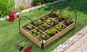 Serres de potager 12 compartiments Aroma en bois avec bâche - Lot de 2