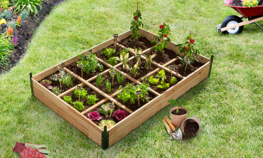 Serres de potager 12 compartiments Aroma en bois avec bâche - Lot de 2