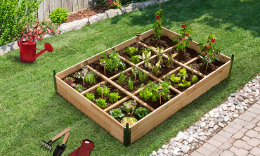 Serres de potager 12 compartiments Aroma en bois avec bâche - Lot de 2