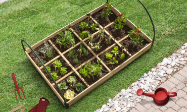 Serres de potager 12 compartiments Aroma en bois avec bâche - Lot de 2
