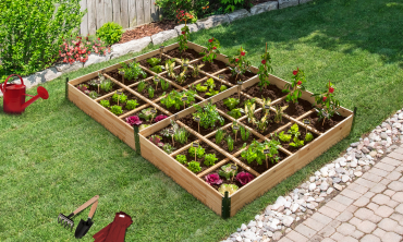 Serres de potager 12 compartiments Aroma en bois avec bâche - Lot de 2