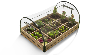 Serres de potager 12 compartiments Aroma en bois avec bâche - Lot de 2