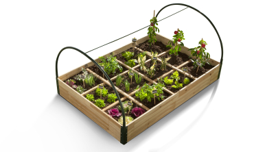 Serres de potager 12 compartiments Aroma en bois avec bâche - Lot de 2