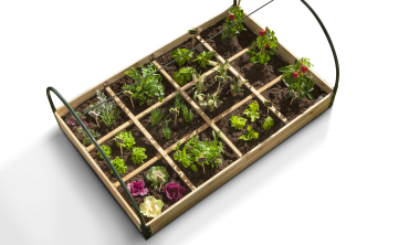 Serres de potager 12 compartiments Aroma en bois avec bâche - Lot de 2