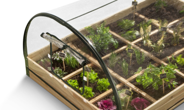 Serres de potager 12 compartiments Aroma en bois avec bâche - Lot de 2