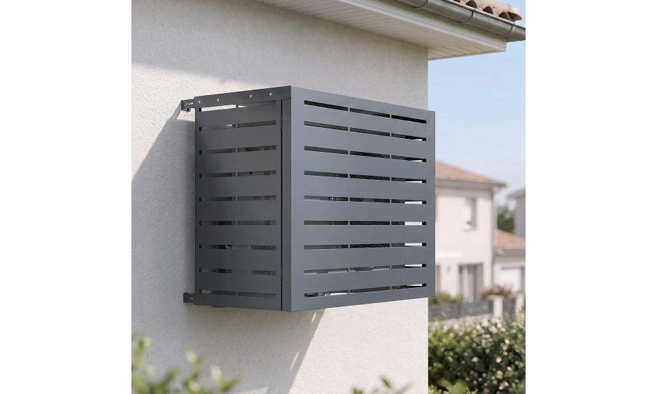 Cache clim extérieur en métal gris
